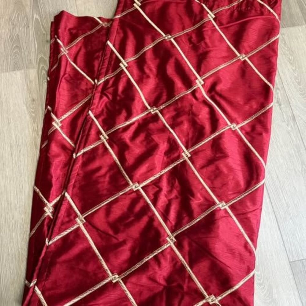Bombay Red Gold Geometric Curtain 4 pc lined 95”by 50”
